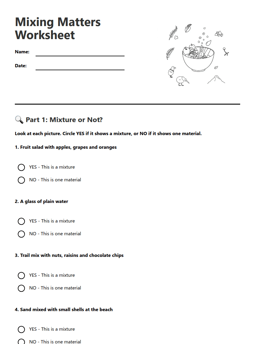 Mixing Matters Worksheet worksheet preview