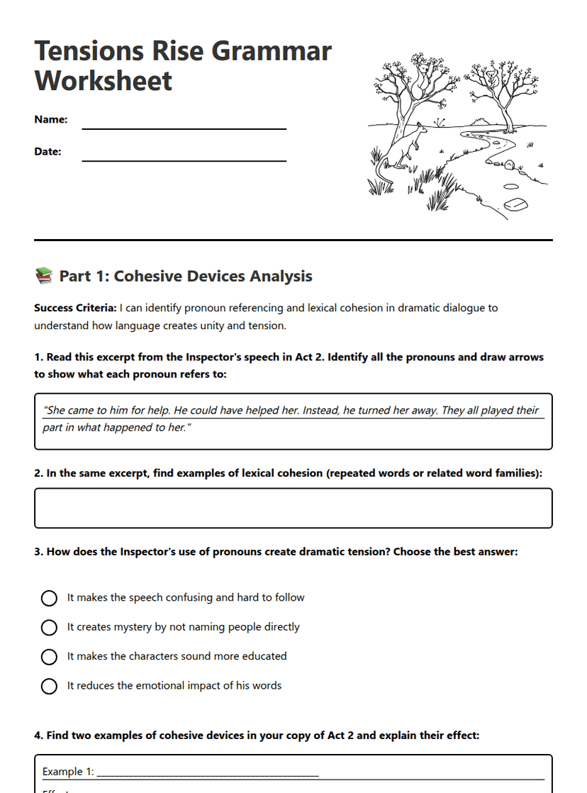 Tensions Rise Grammar Worksheet