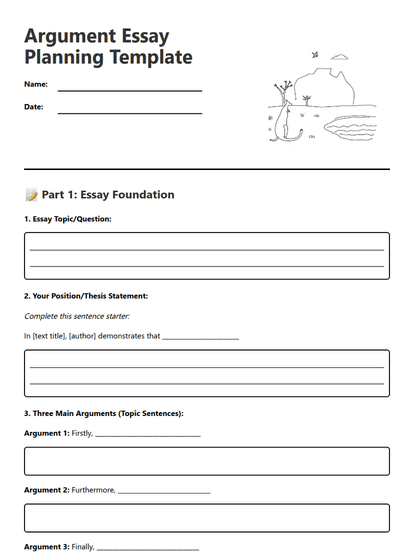 Argument Essay Planning Template