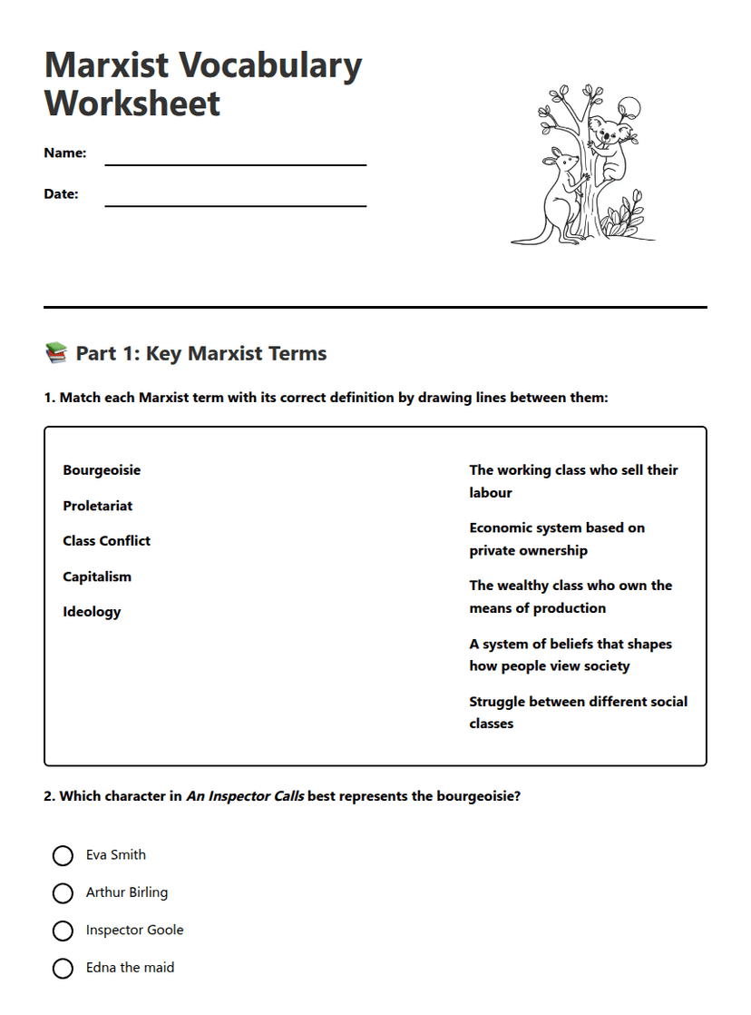 Marxist Vocabulary Worksheet