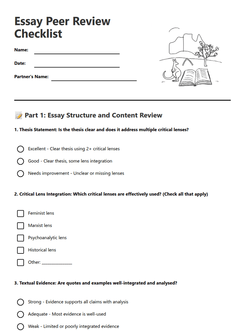 Essay Peer Review Checklist