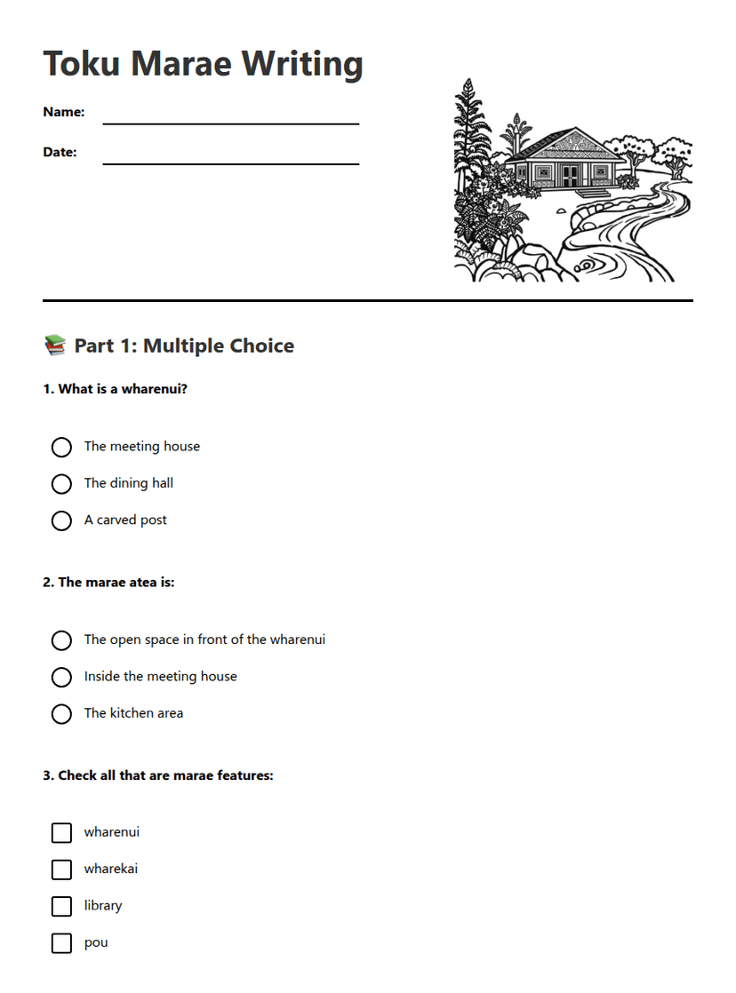 Toku Marae Writing