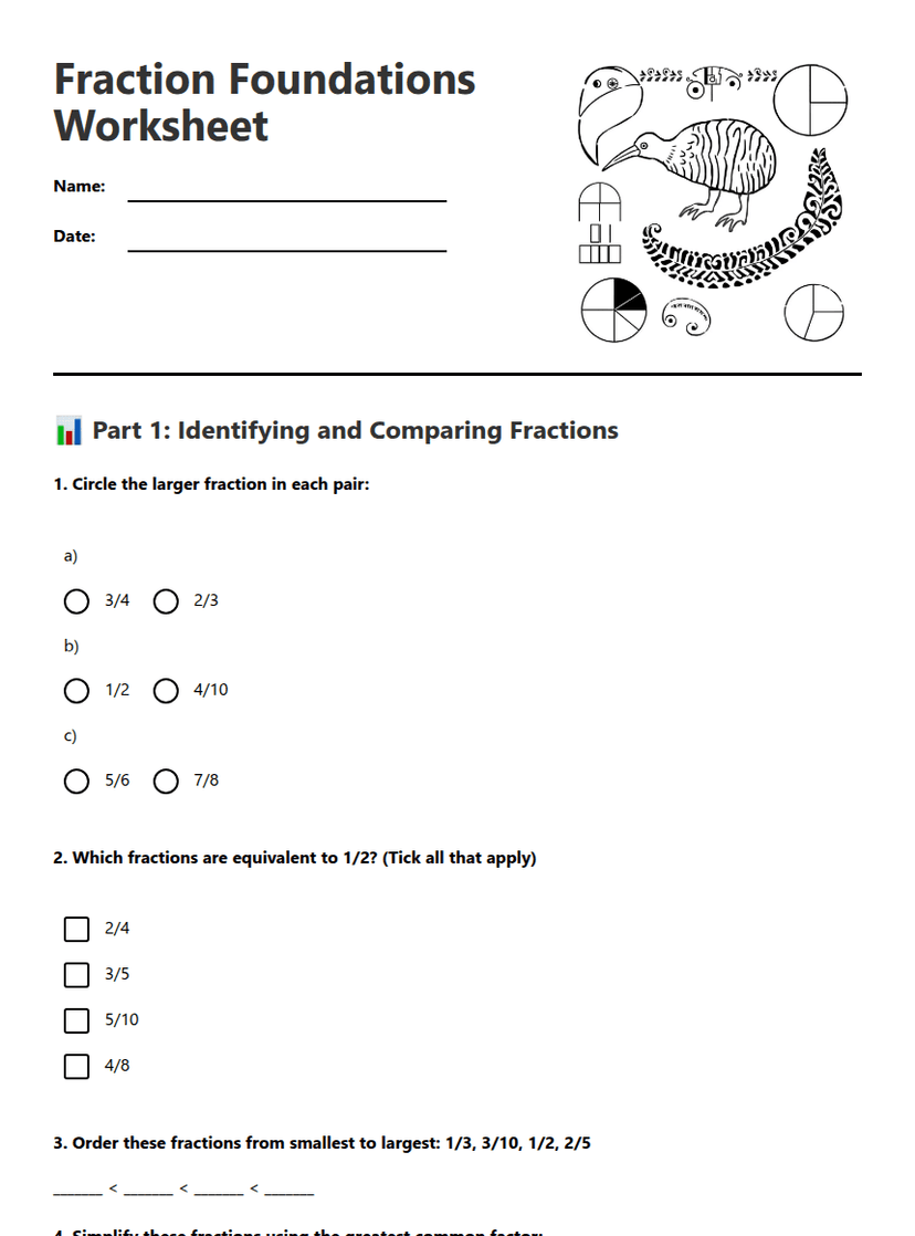 Fraction Foundations Worksheet