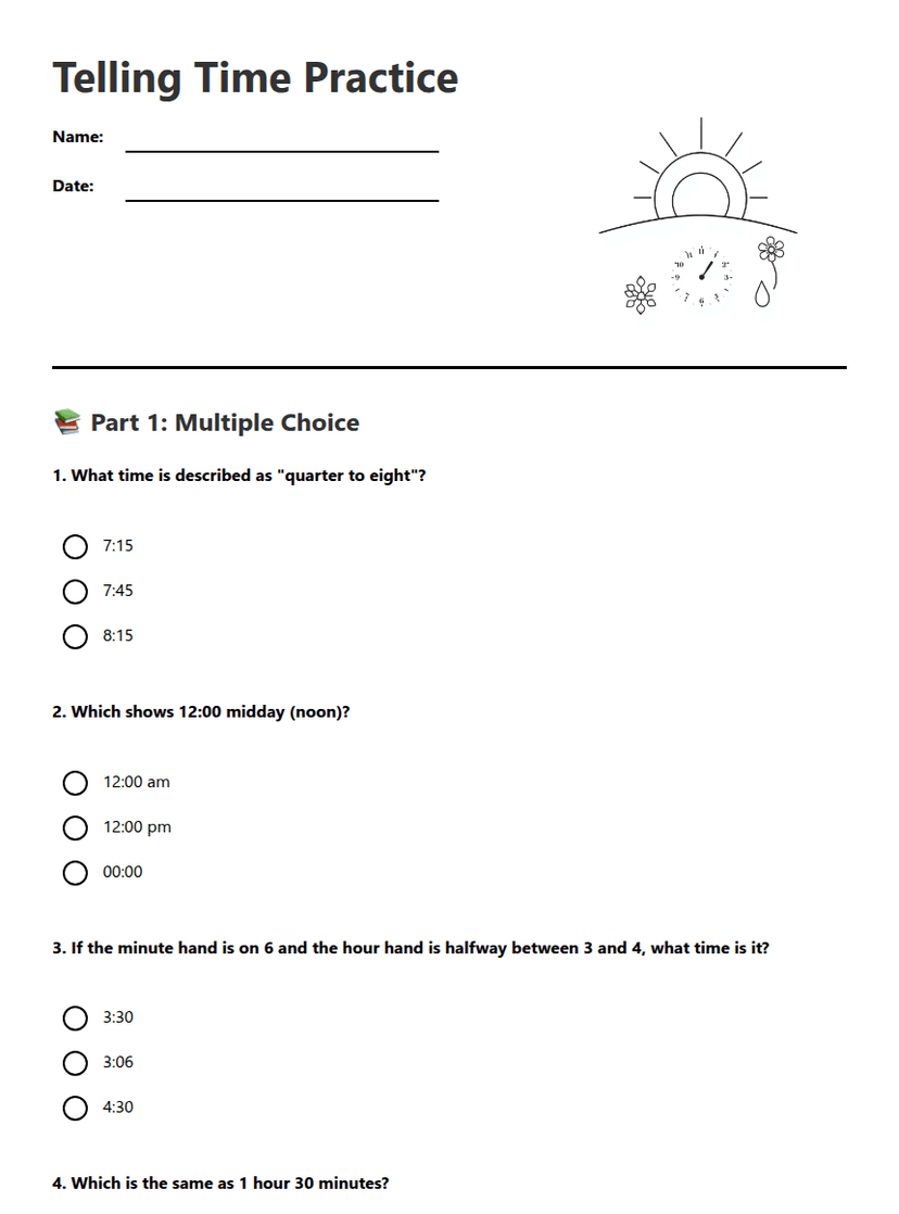 Telling Time Practice