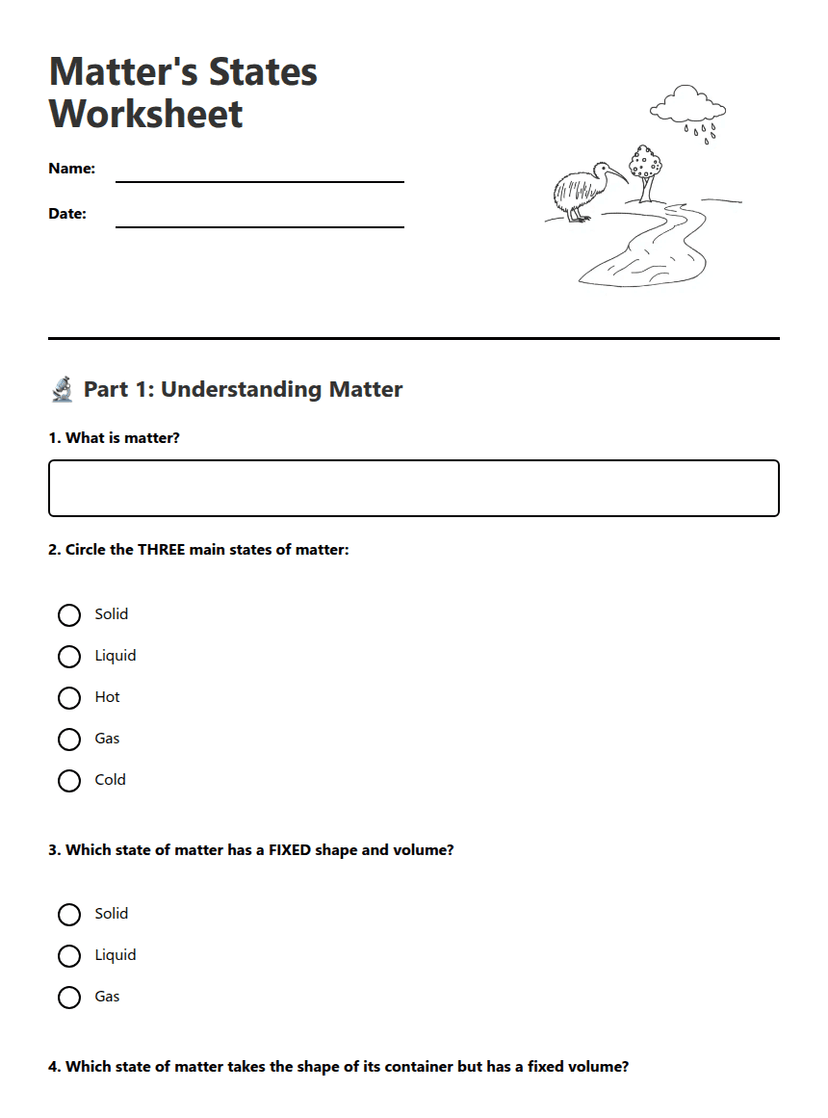 Matter's States Worksheet