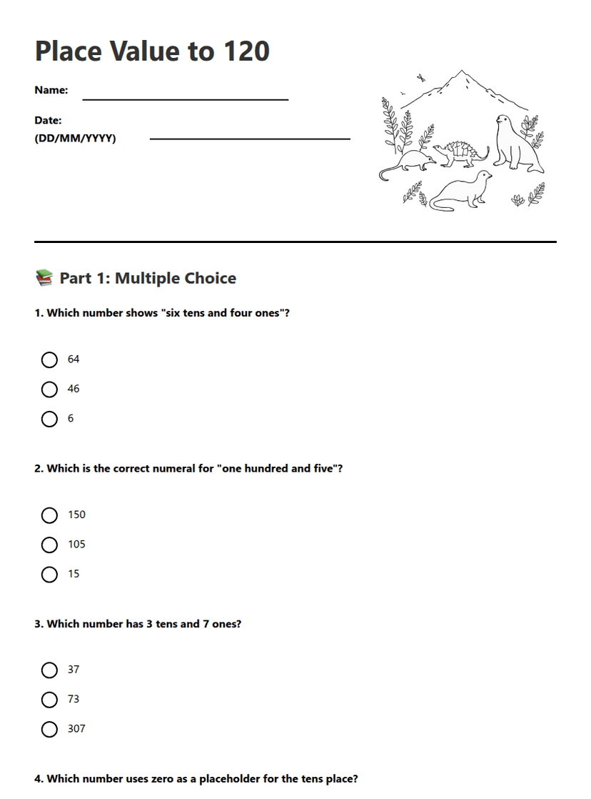 Place Value to 120