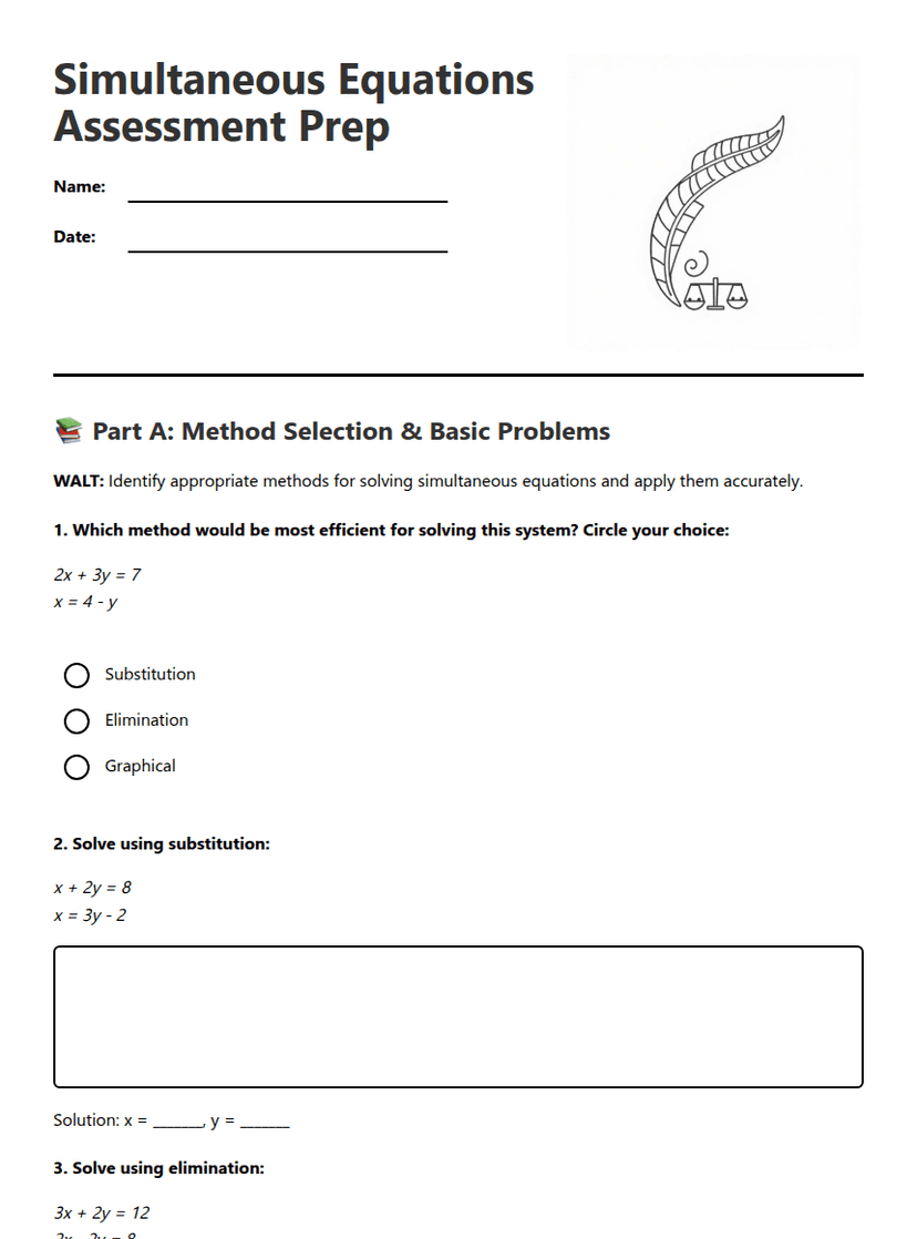 Simultaneous Equations Assessment Prep