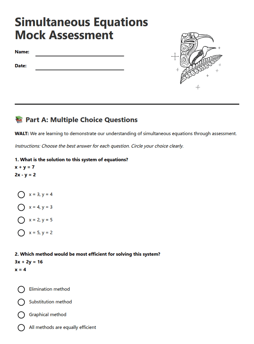 Simultaneous Equations Mock Assessment