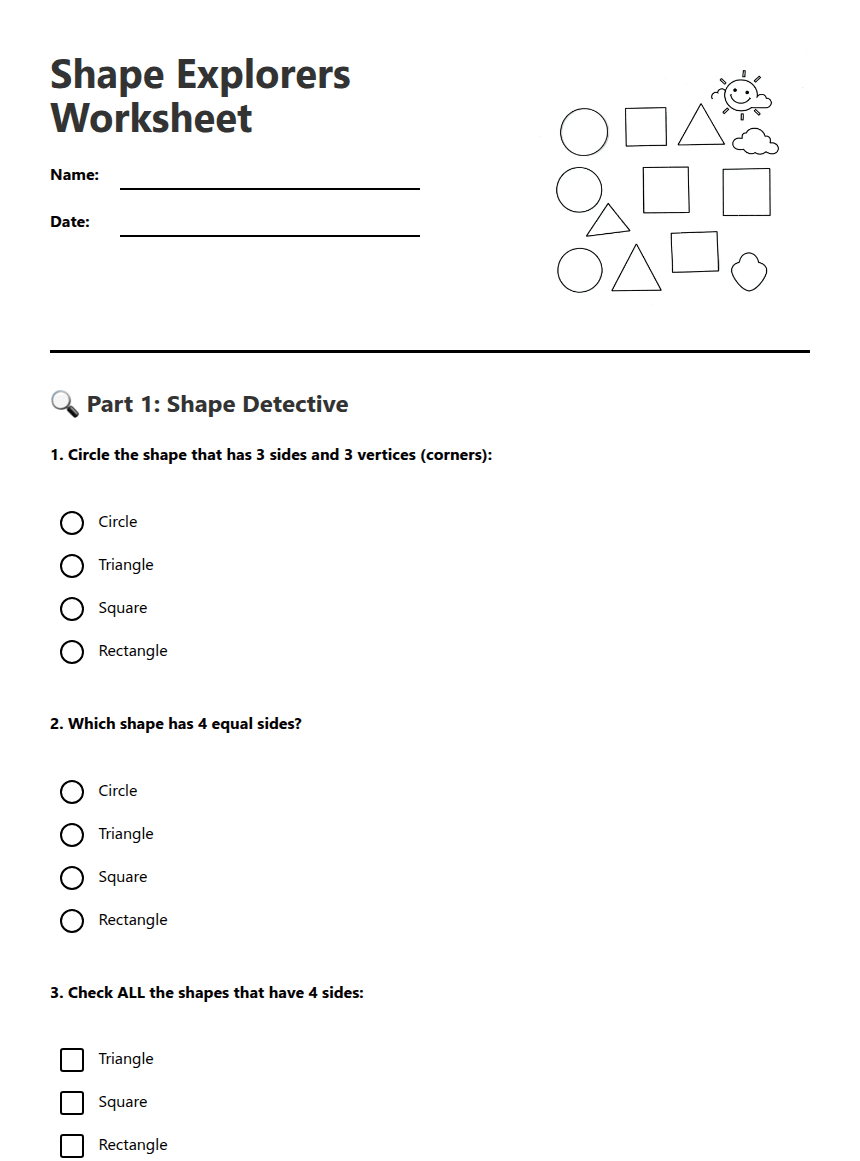 Shape Explorers Worksheet worksheet preview