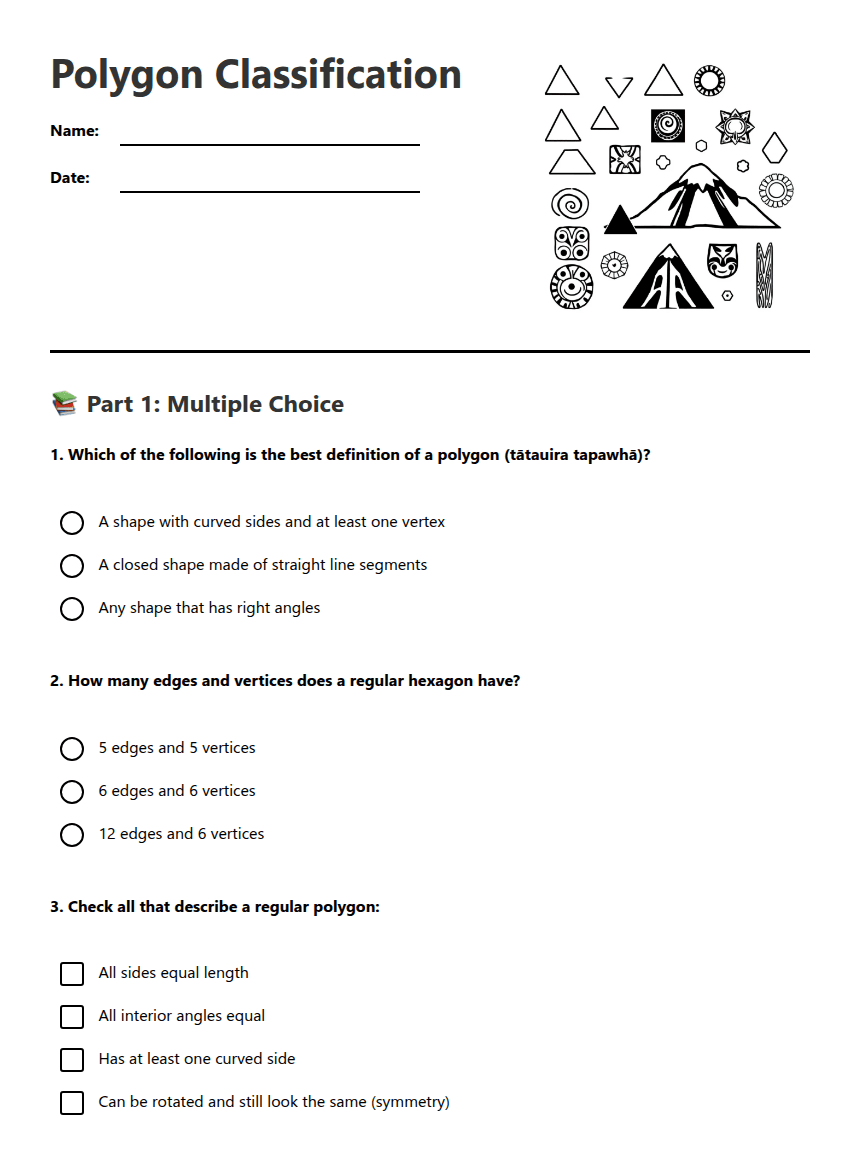 Polygon Classification worksheet preview
