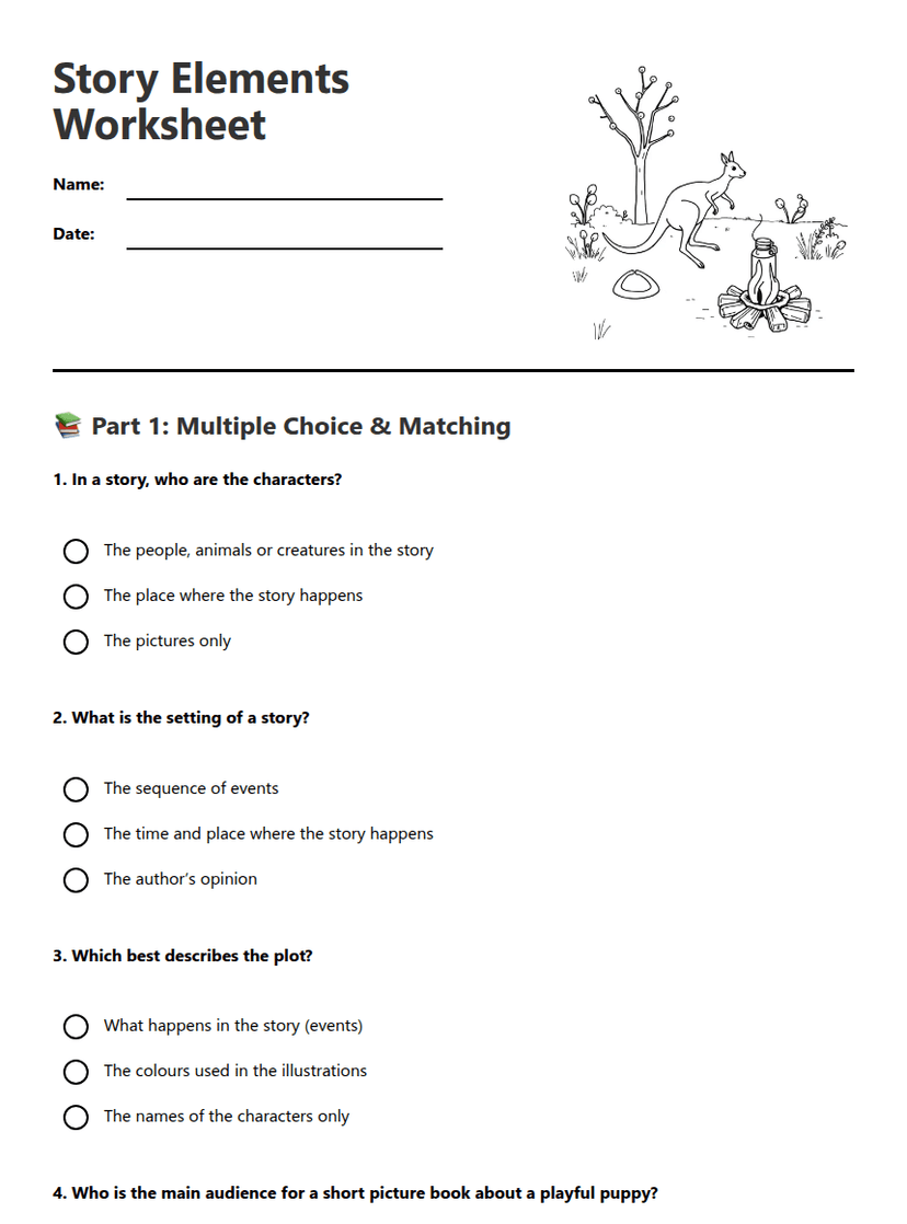 Story Elements Worksheet