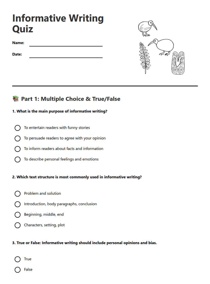 Informative Writing Quiz