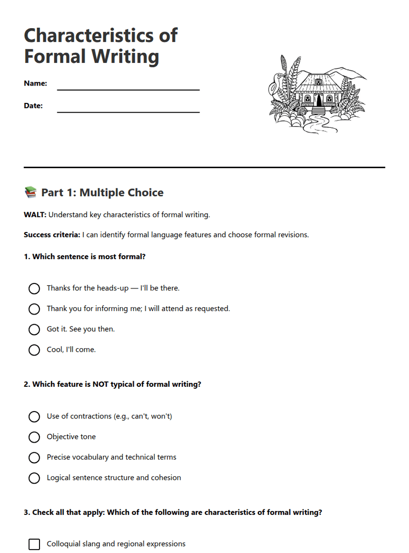 Characteristics of Formal Writing