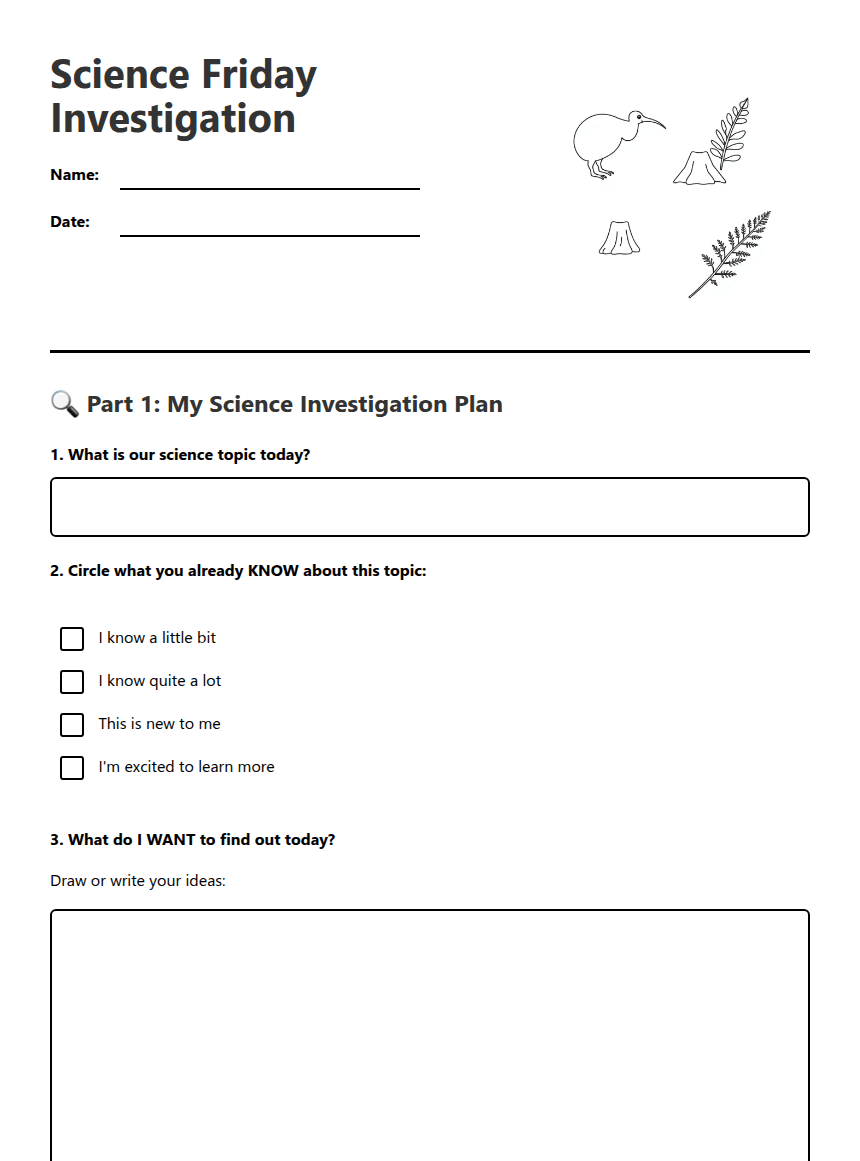 Science Friday Investigation worksheet preview