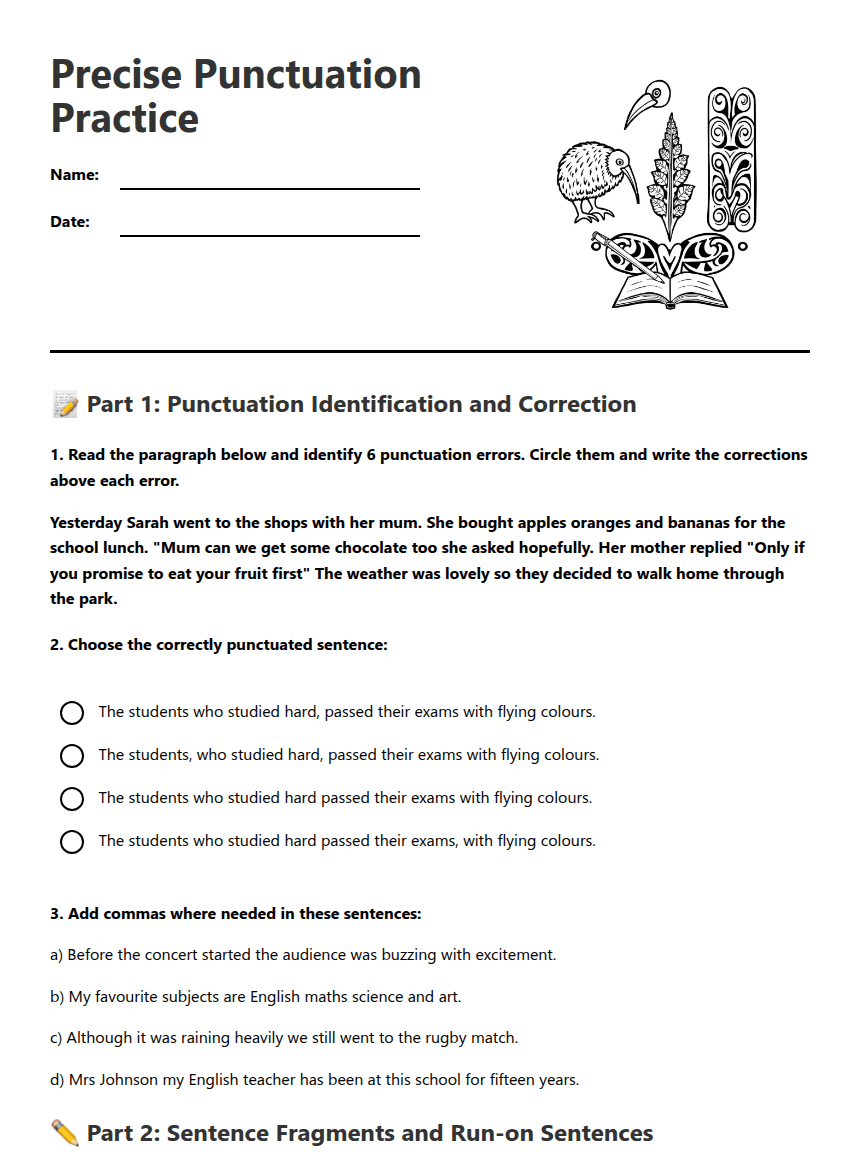Precise Punctuation Practice worksheet preview
