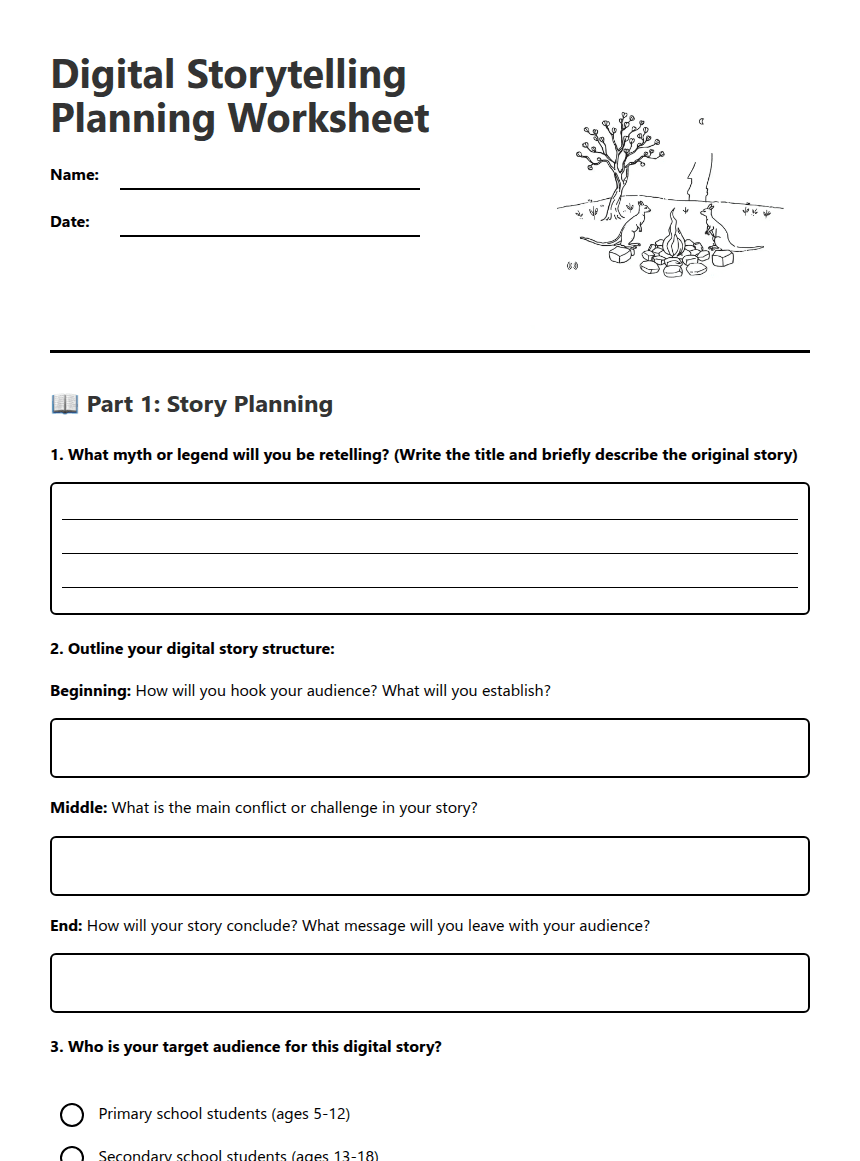 Digital Storytelling Planning Worksheet worksheet preview