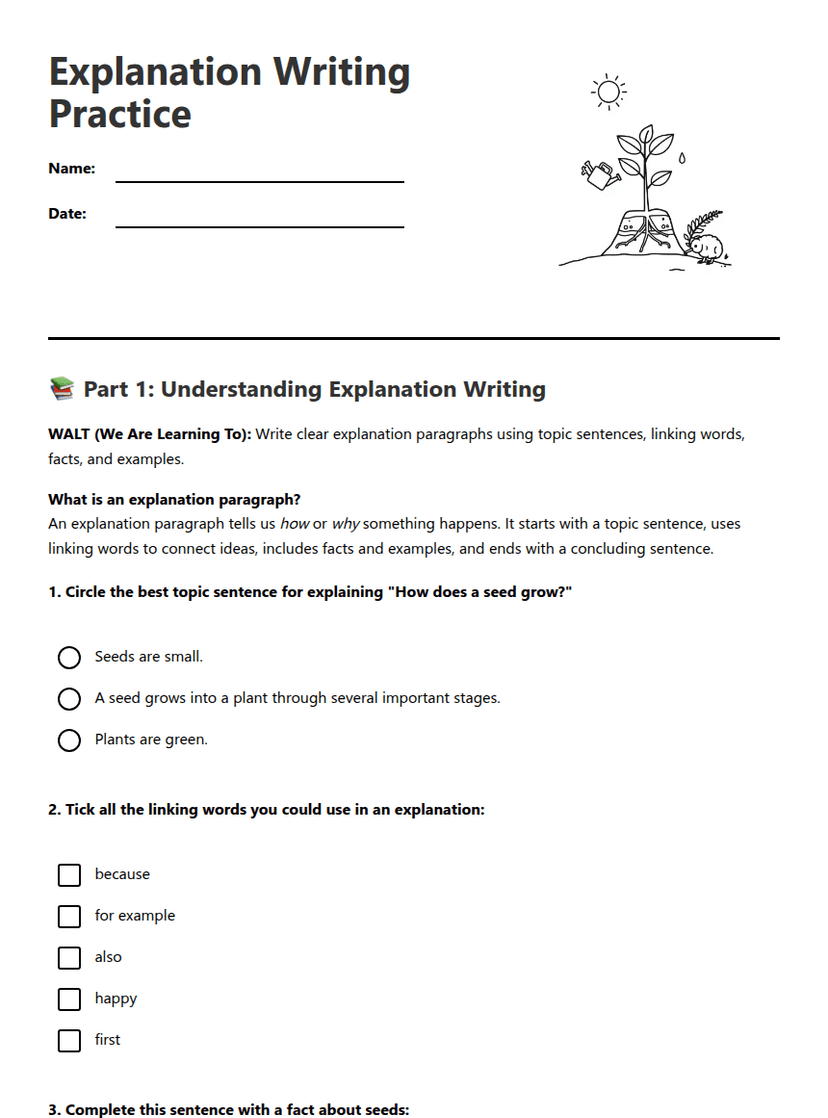 Explanation Writing Practice