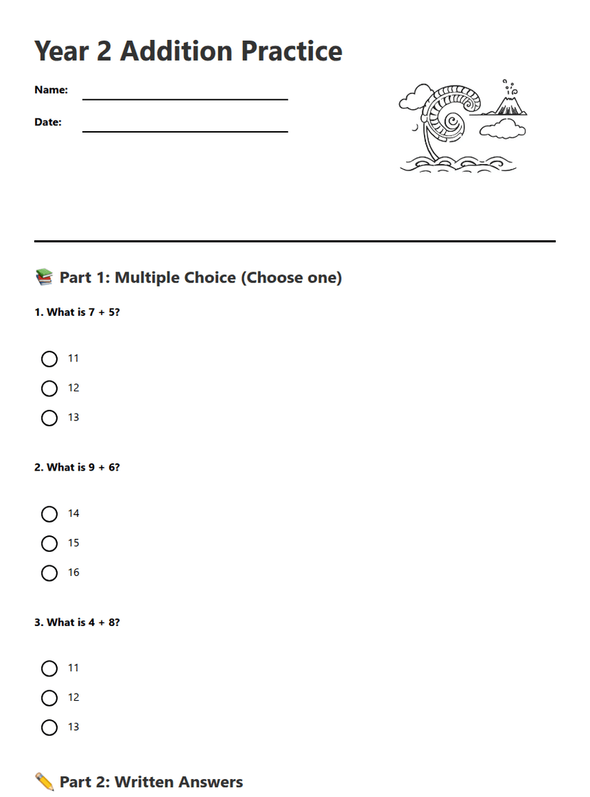 Year 2 Addition Practice