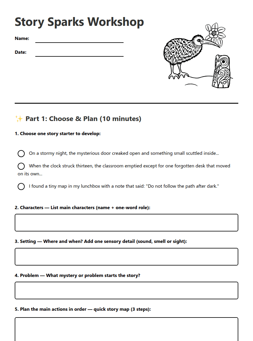 Story Sparks Workshop worksheet preview
