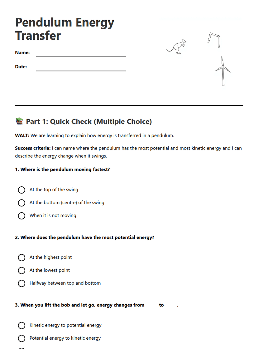 Pendulum Energy Transfer