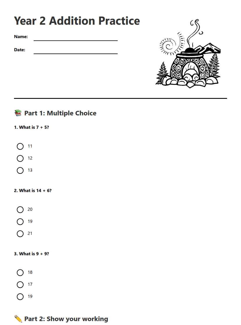 Year 2 Addition Practice