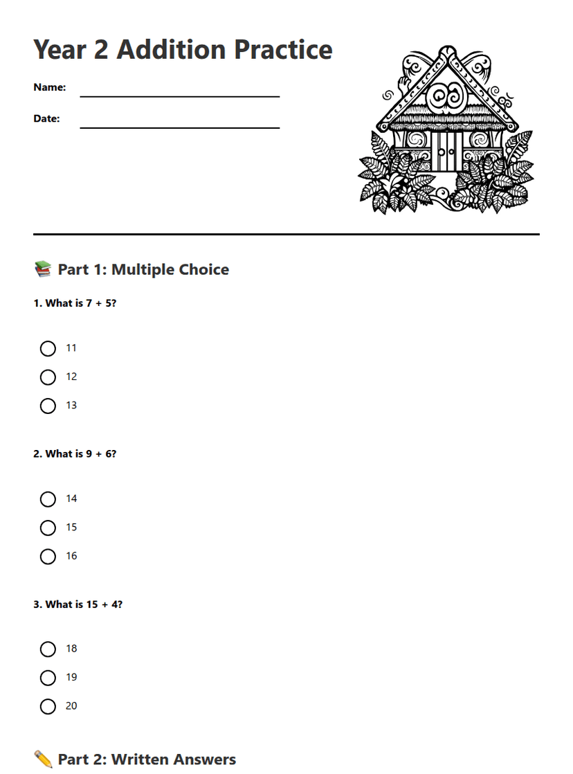 Year 2 Addition Practice