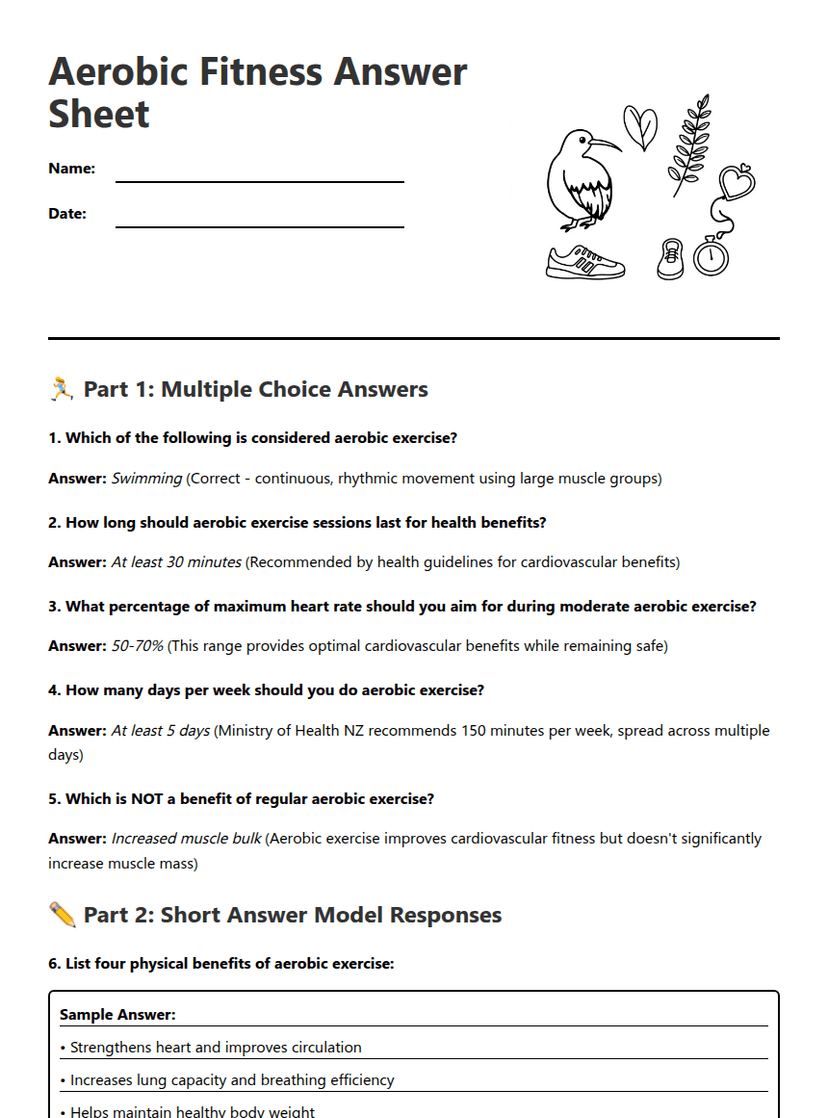 Aerobic Fitness Answer Sheet