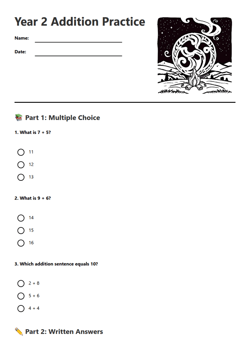 Year 2 Addition Practice