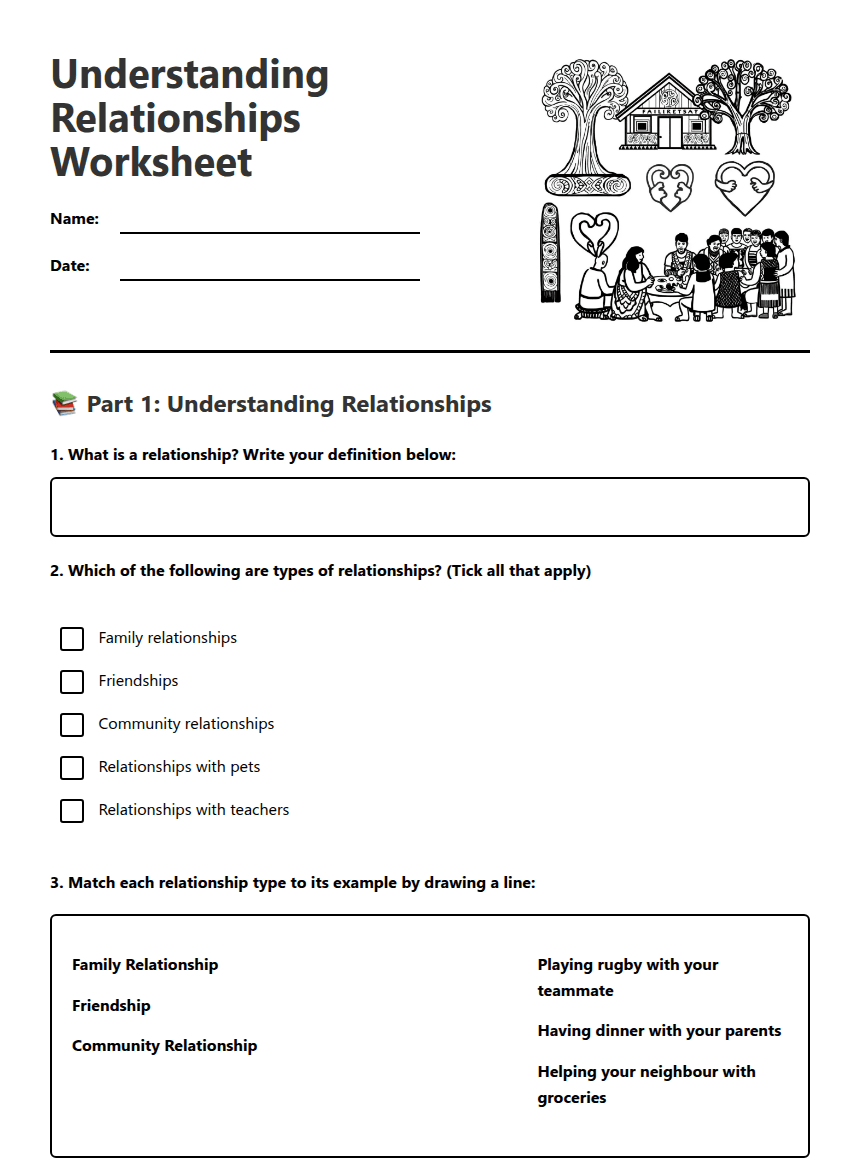 Understanding Relationships Worksheet worksheet preview