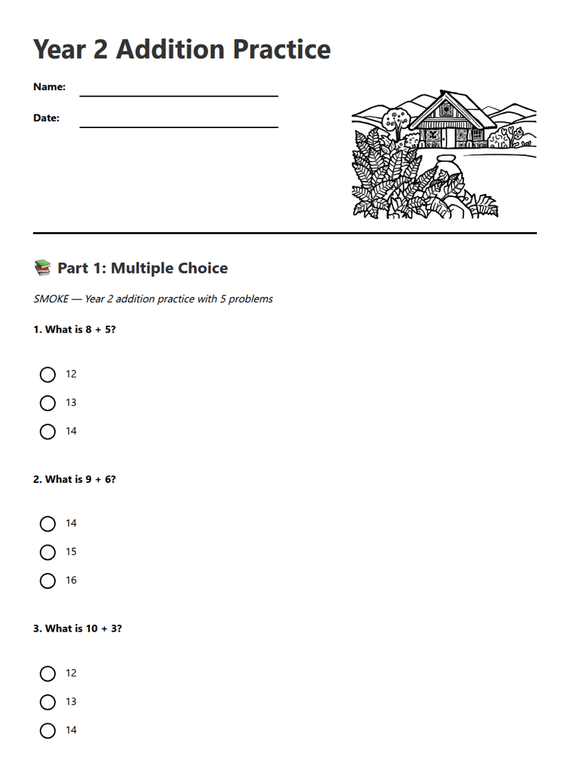 Year 2 Addition Practice