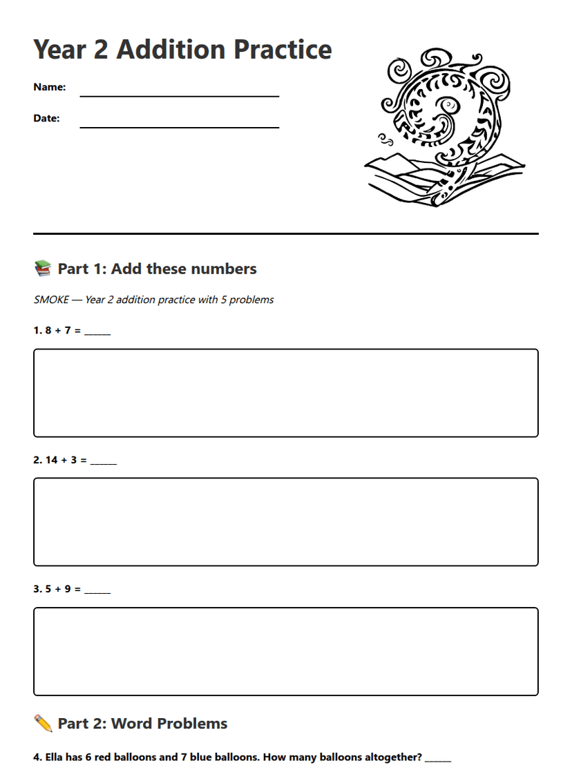 Year 2 Addition Practice