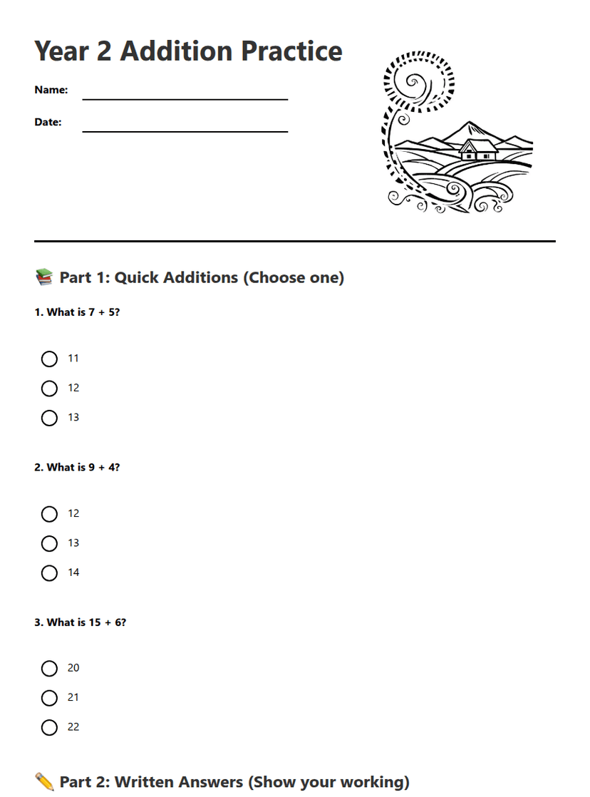Year 2 Addition Practice