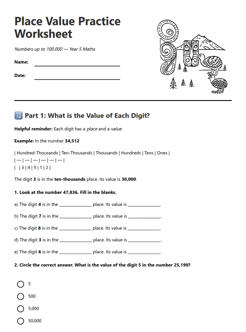 Place Value Practice Worksheet