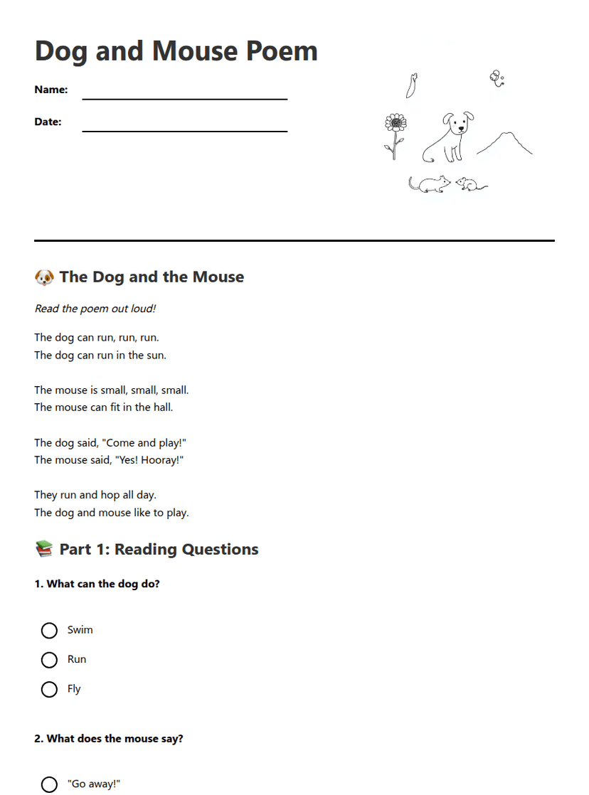 Dog and Mouse Poem