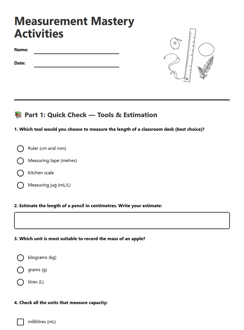 Measurement Mastery Activities