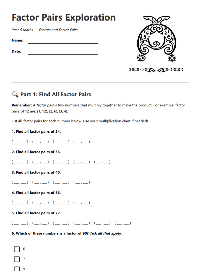 Factor Pairs Exploration