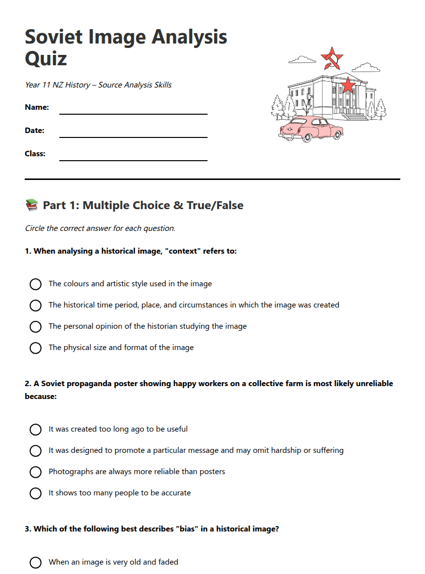 Soviet Image Analysis Quiz worksheet preview