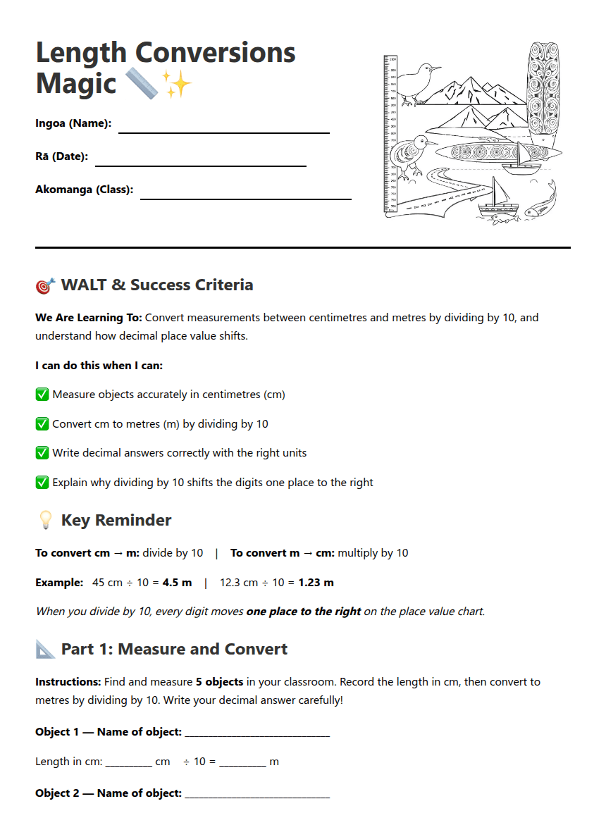Length Conversions Worksheet worksheet preview