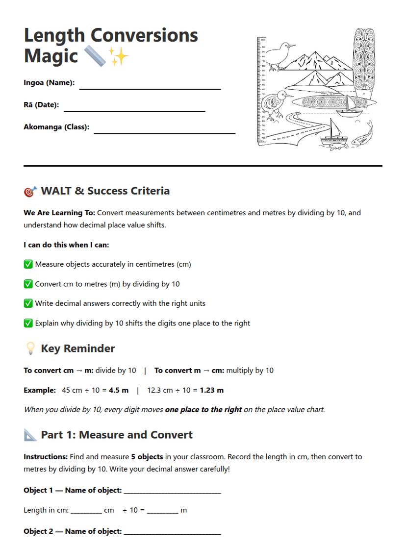 Length Conversions Worksheet
