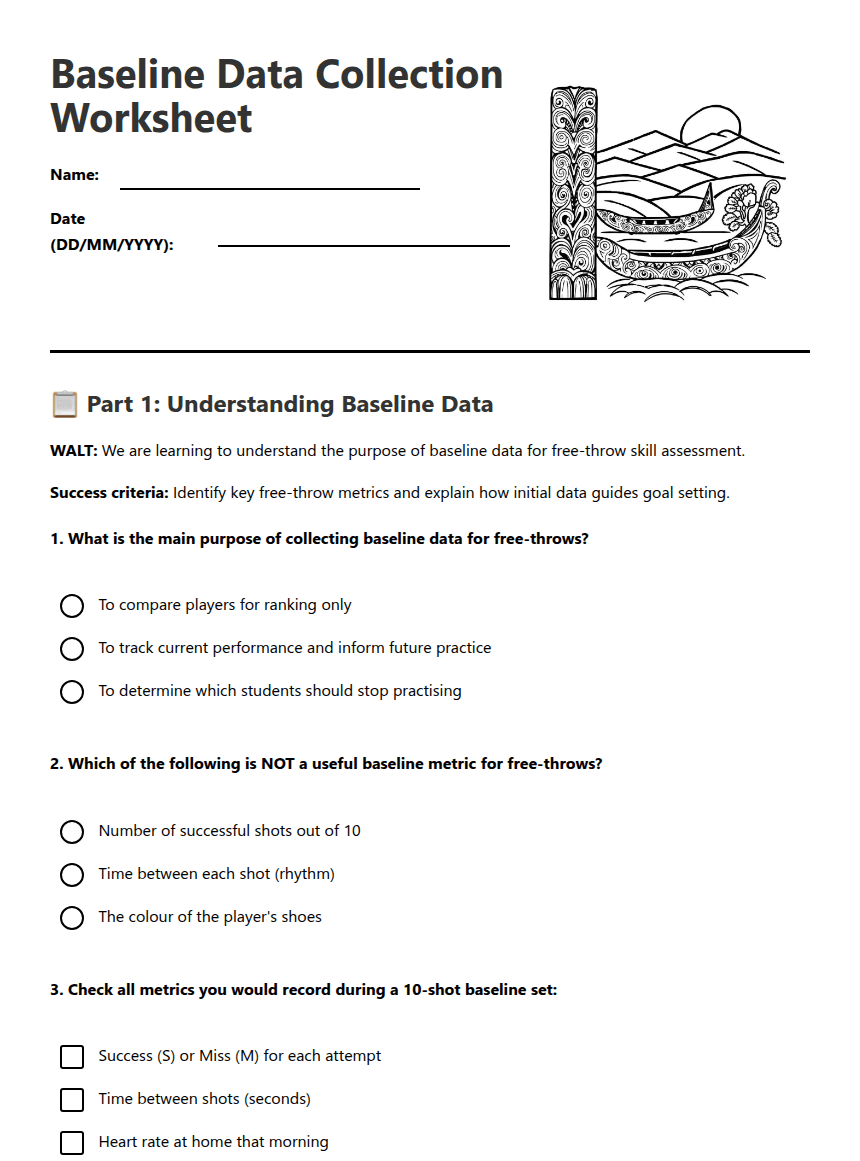 Baseline Data Collection Worksheet worksheet preview