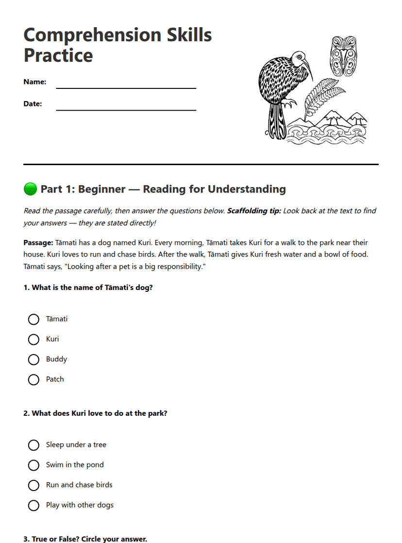 Comprehension Skills Practice