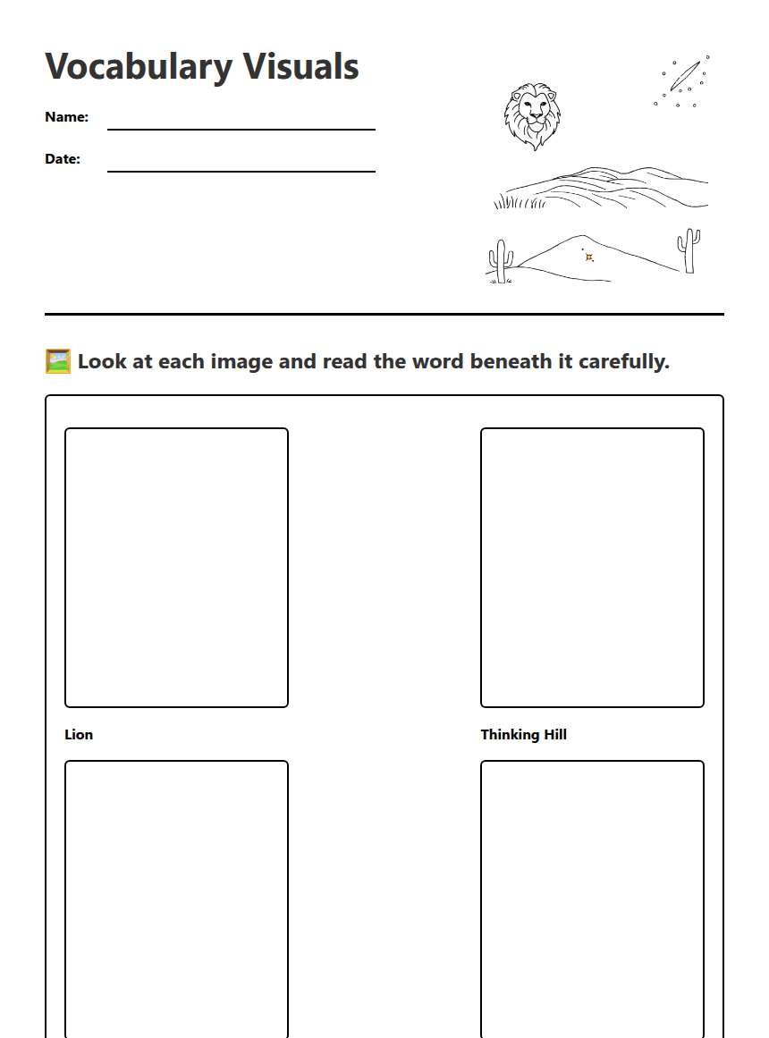Vocabulary Visuals Worksheet worksheet preview