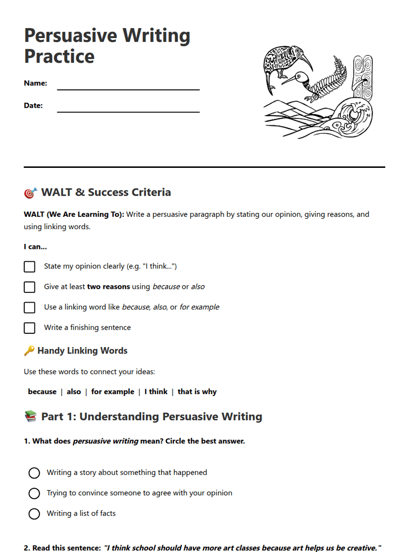 Persuasive Writing Practice
