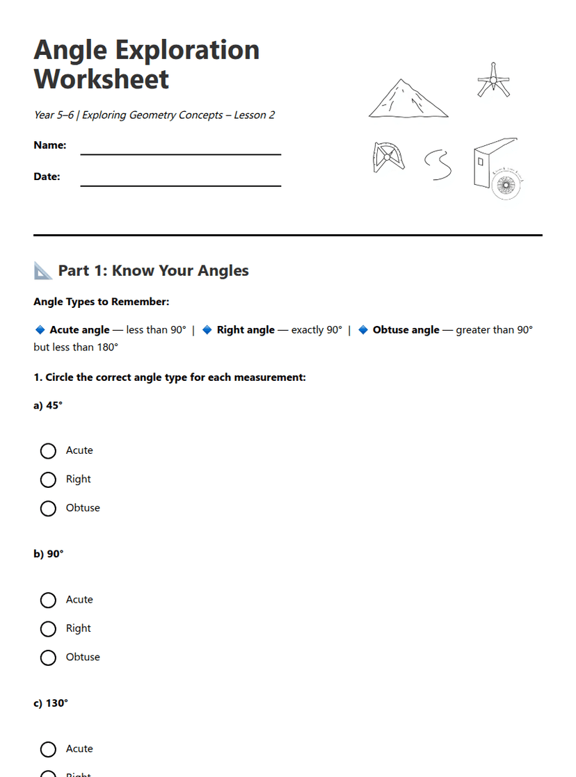 Angle Exploration Worksheet