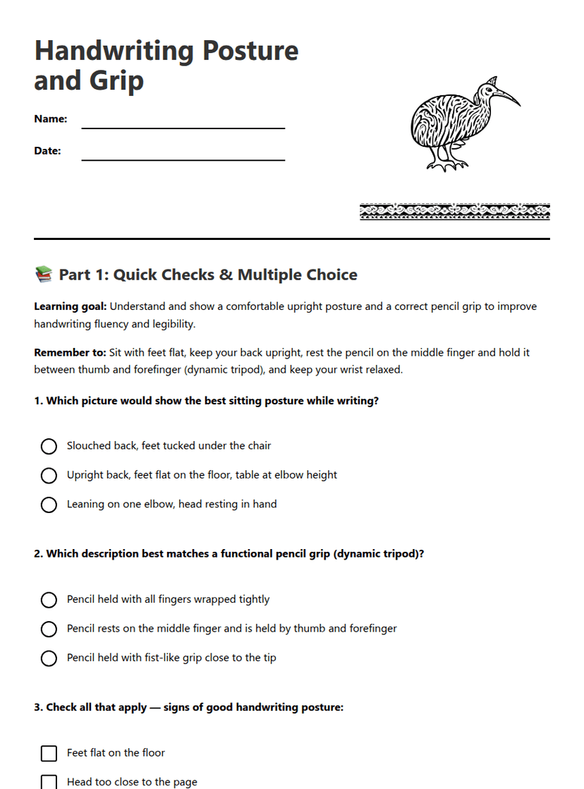 Handwriting Posture and Grip