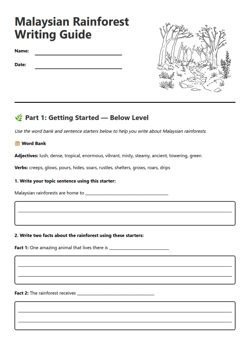 Malaysian Rainforest Writing Guide