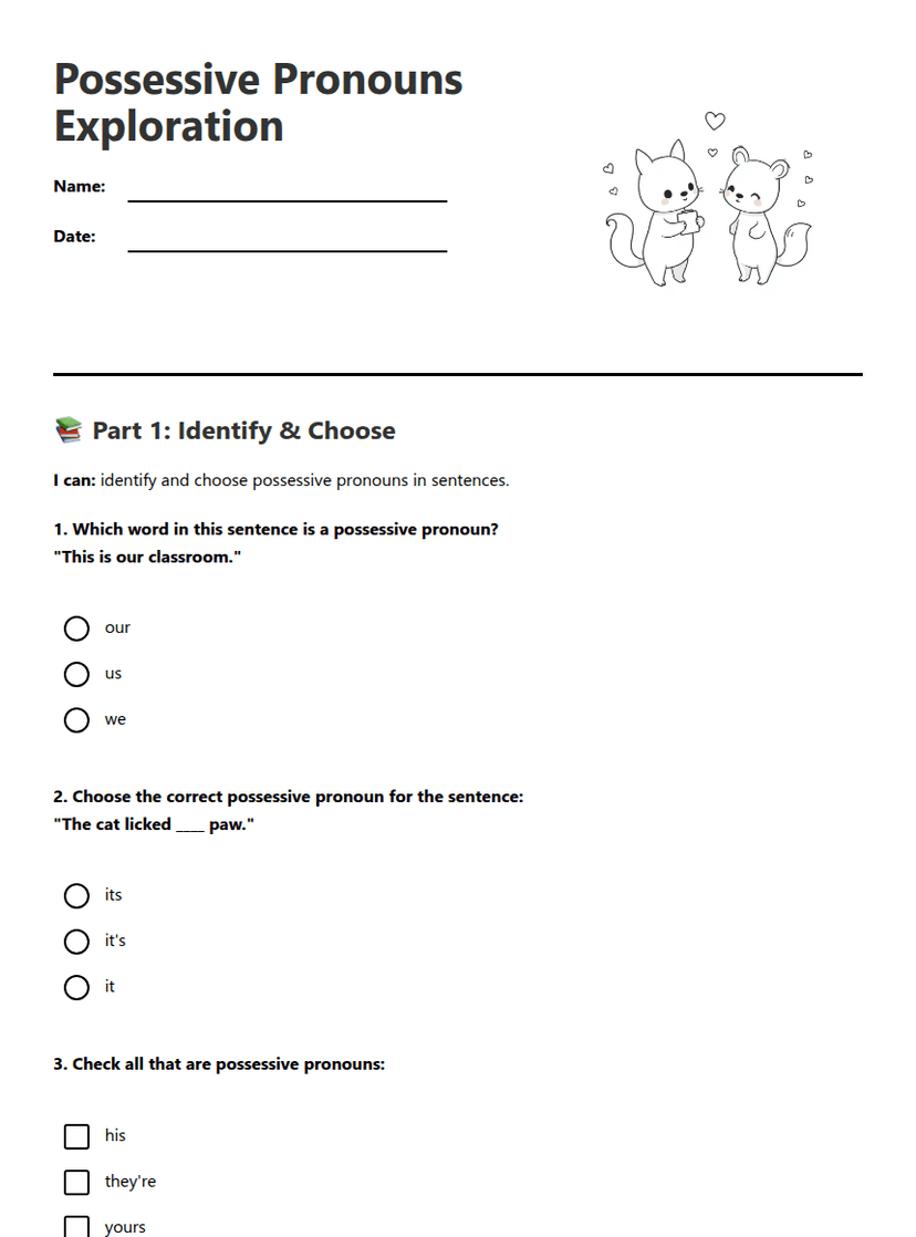 Possessive Pronouns Exploration