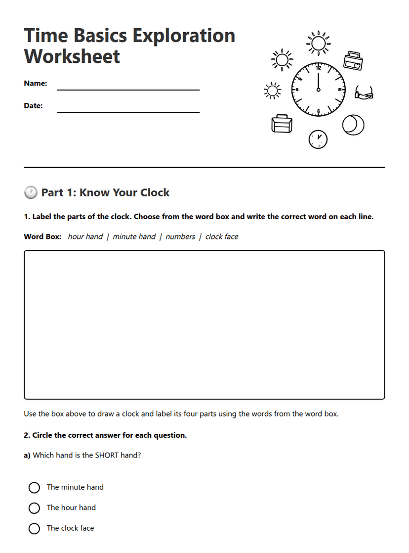 Time Basics Exploration Worksheet