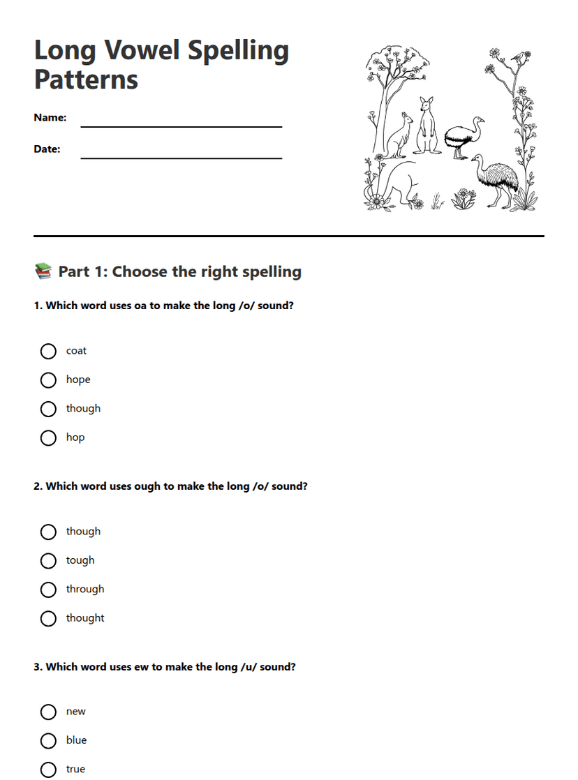 Long Vowel Spelling Patterns