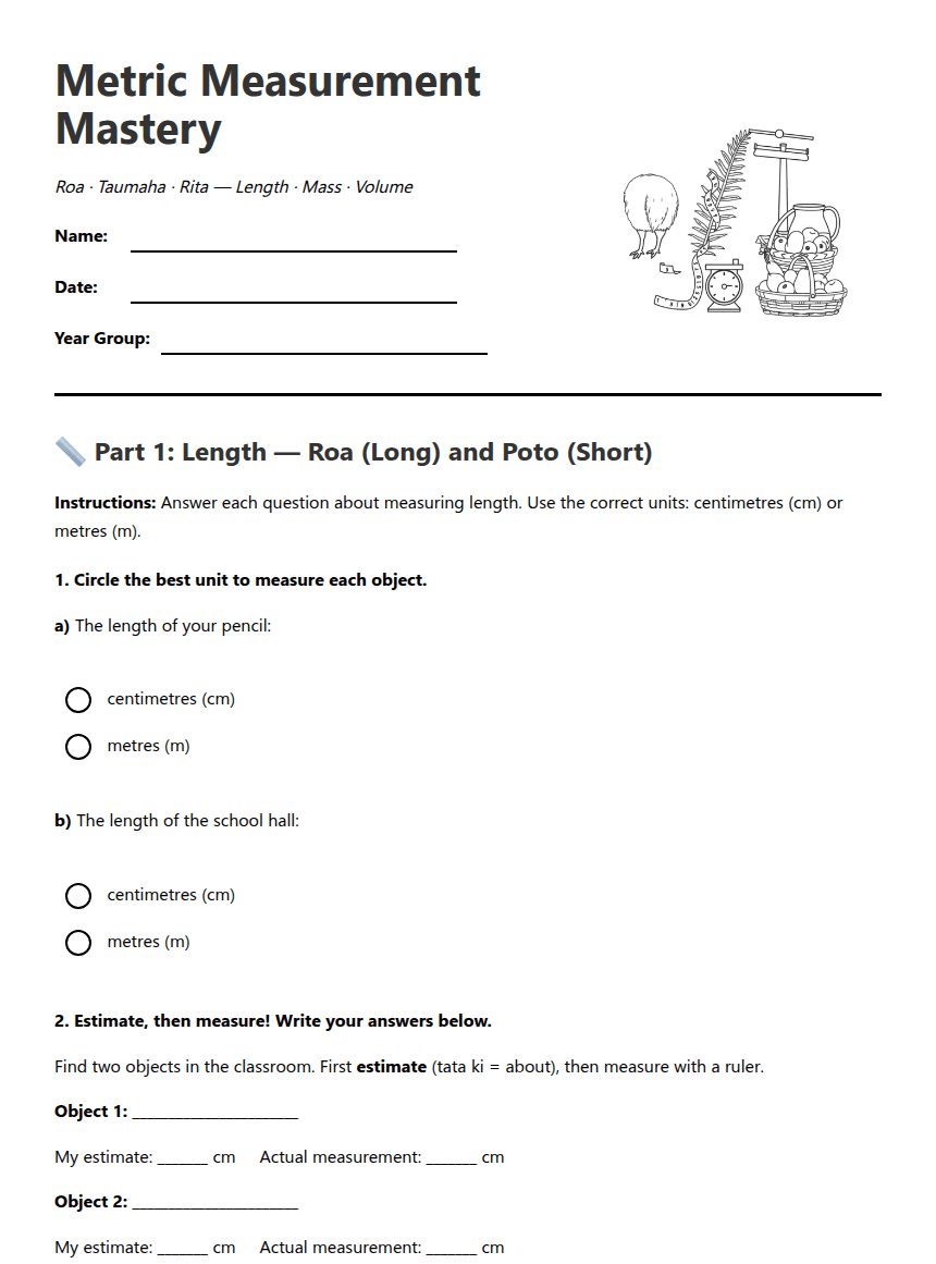 Metric Measurement Mastery worksheet preview